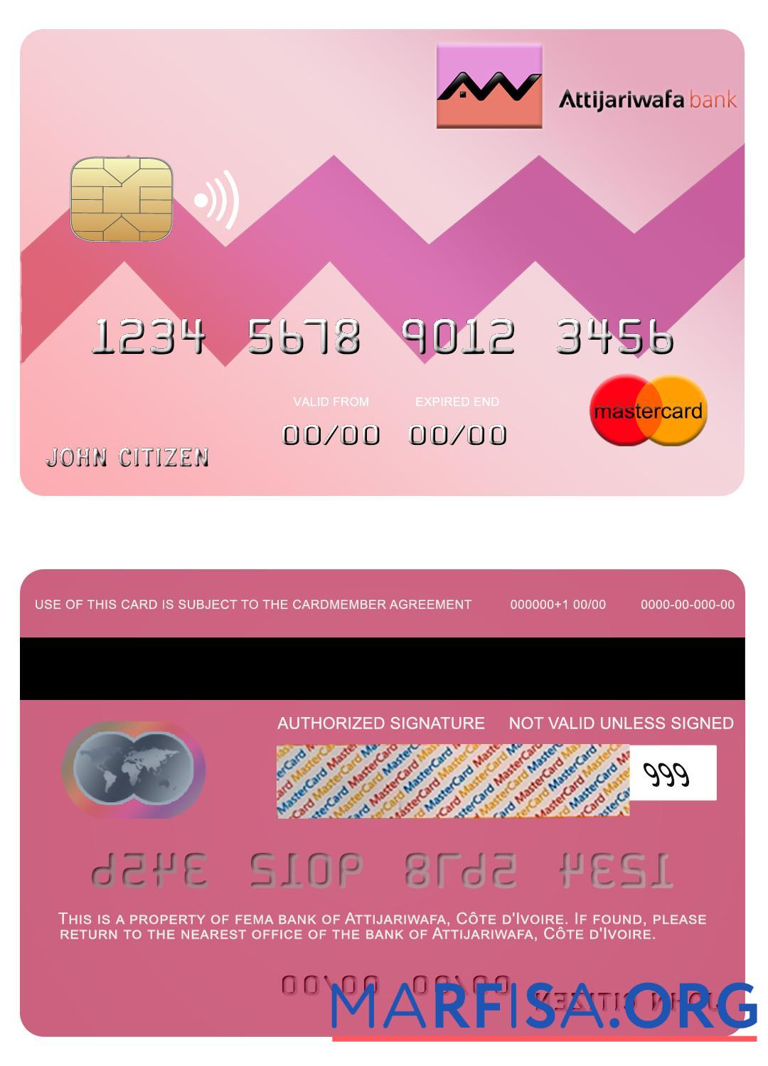 Realistic Côte d'Ivoire Attijariwafa bank mastercard real example